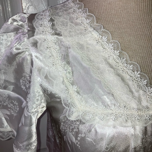 Women’s Vintage Christian Dior Logo Fabric Nightgown Sleepwear Large White Lace - Picture 2 of 8